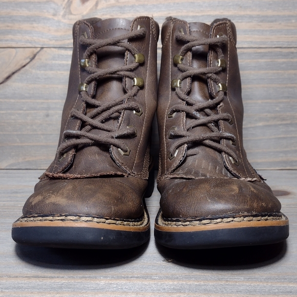 Justin Boots Rugged Bay Guacho Cow Kids Boots Size 4 Brown - Picture 2 of 9